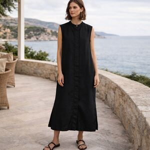 J. Crew Black Sleeveless Midi Shirt Dress